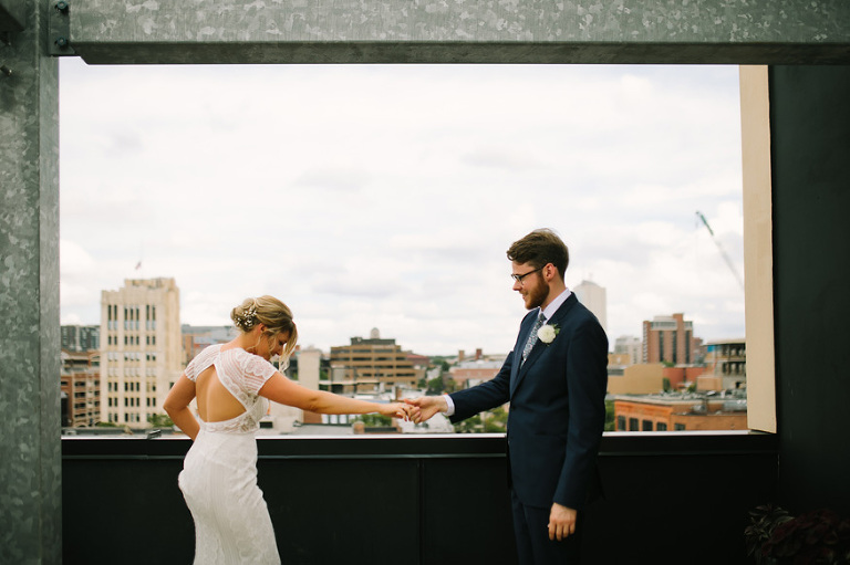 Ann Arbor wedding photos at City Apartments by Ann Arbor wedding photographer, Nicole Haley Photography.