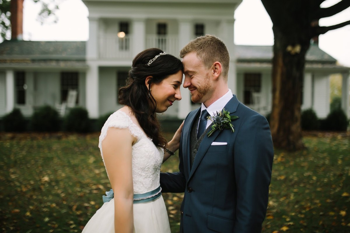 Couple on their wedding day at Zingerman's Cornman Farms